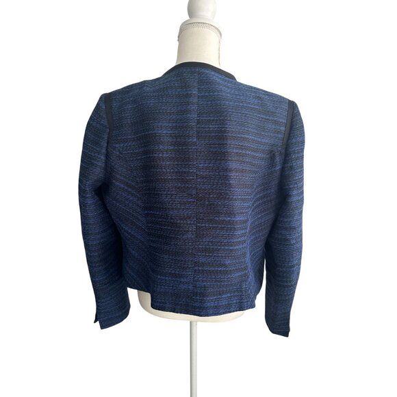 MARY KAY for Twinhill  Blue Black Knit Jacket Dress Blazer Size 14 - Picture 2 of 7